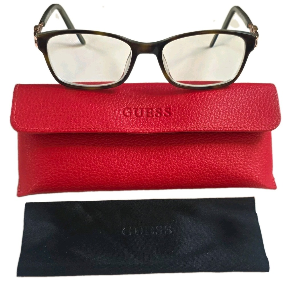 GUESS GU2677 055 Women Rectangular Eyeglasses Tortoise Shell Frames/Case & Cloth